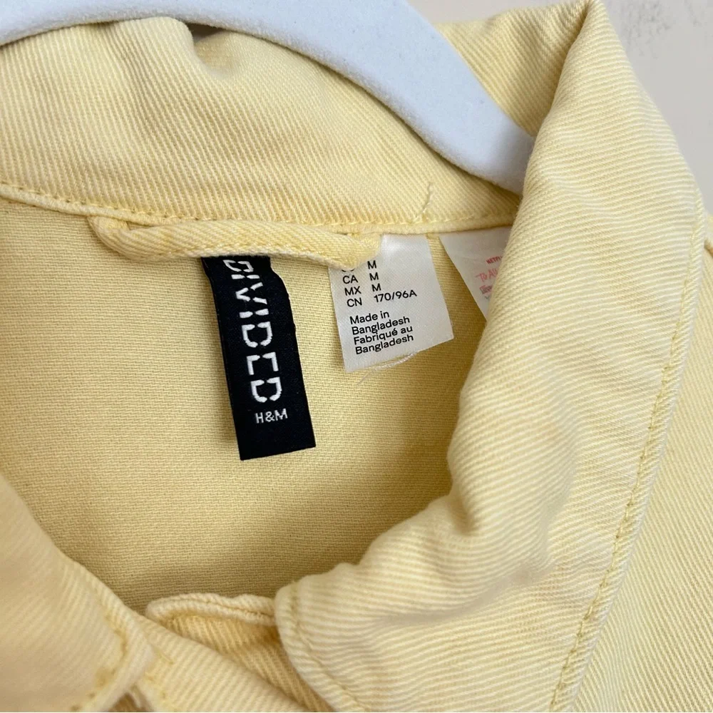 Divided by H&M Women’s Spring Yellow Cropped Denim Jean Jacket - Picture 4 of 11